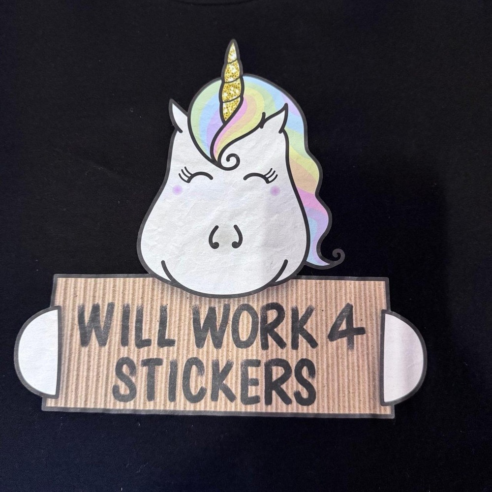 Shine sticker studio | will work for stickers | cropped t shirt